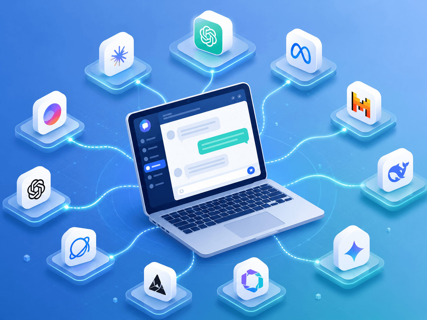 One aggregator interface with GPT-5, Claude, Gemini and DeepSeek without a VPN