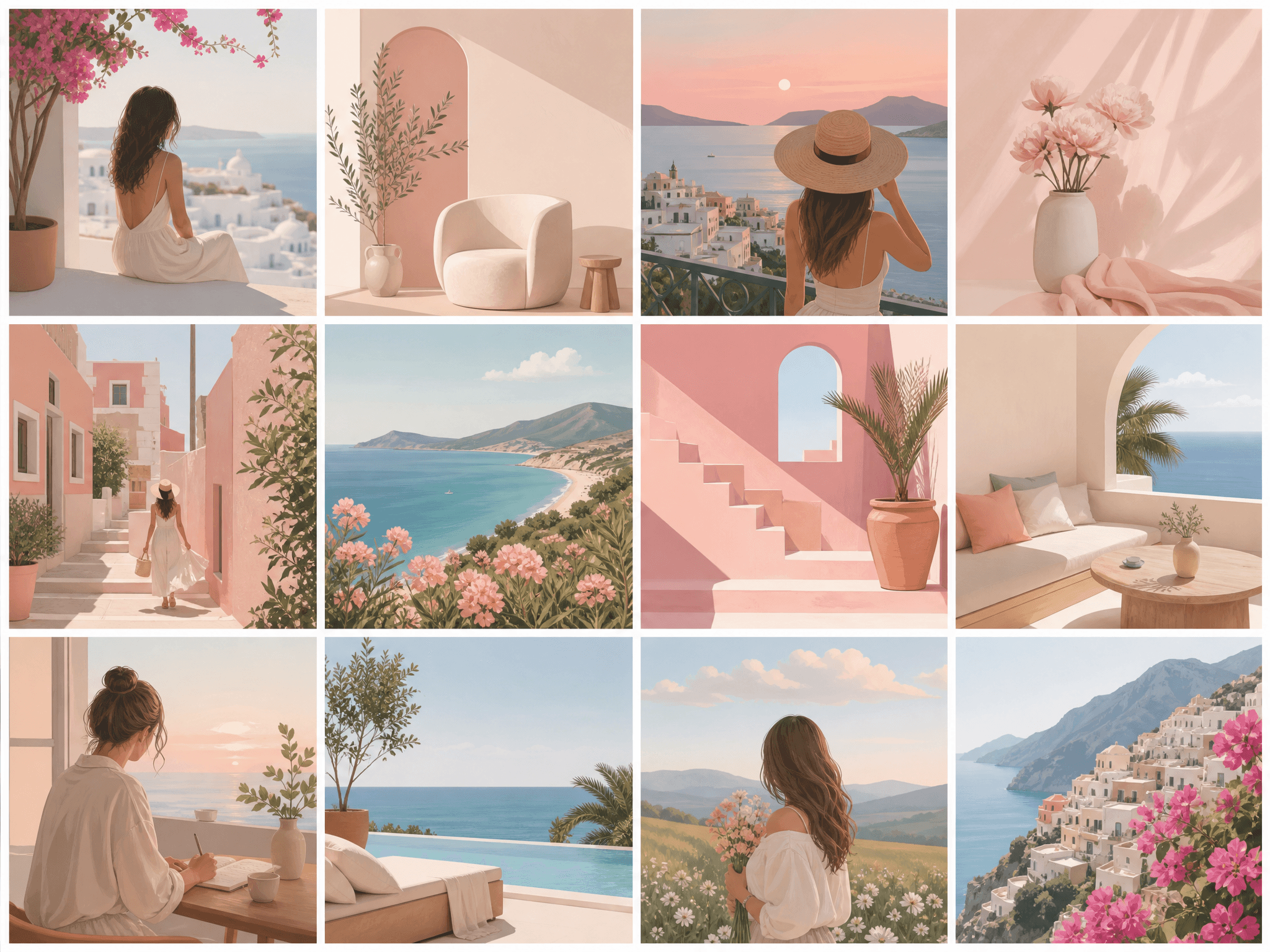 AI Instagram feed: a grid of neural-network-generated photos in one consistent style