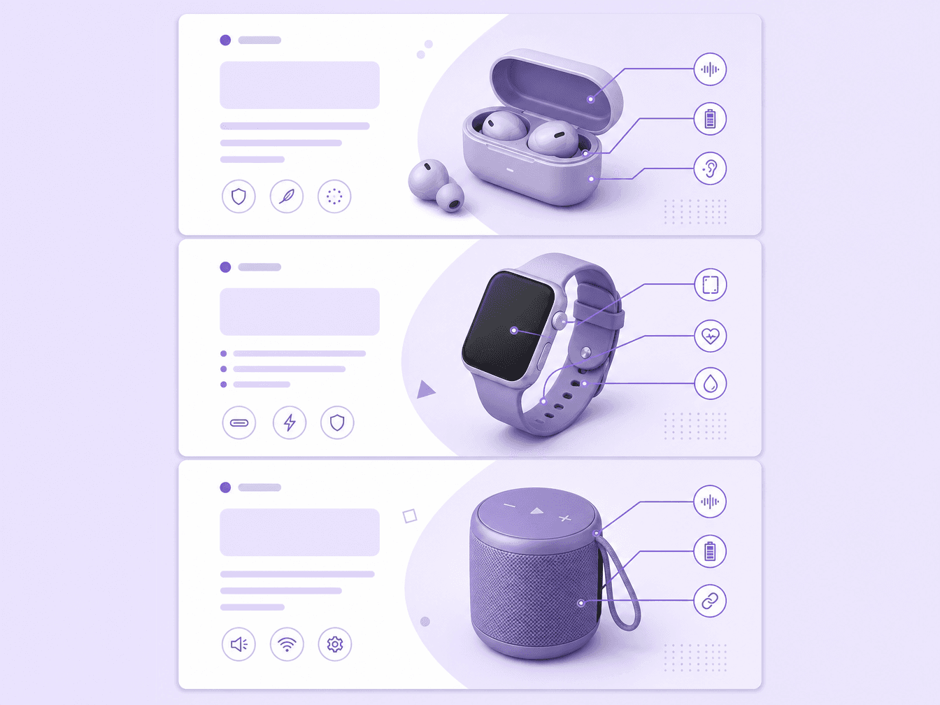 Wildberries product-card infographics: a set of slides showing product specs
